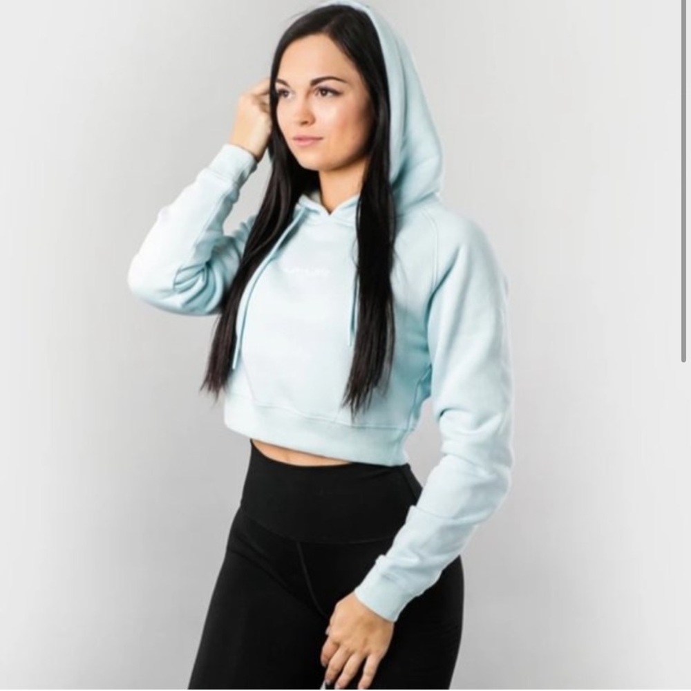 Women's Light Blue Cropped Hoodie